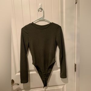 Army green long sleeve body suit